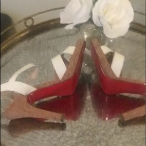 Oh deer!  cork red bottom white platform sandal